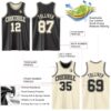 Custom Reversible Black Cream Double Side Sublimation Basketball Suit Jersey