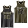 Custom Reversible Black Olive-Cream Double Side Sublimation Basketball Suit Jersey
