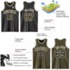 Custom Reversible Black Olive-Cream Double Side Sublimation Basketball Suit Jersey