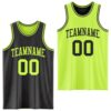Custom Reversible Black Neon Green Double Side Sublimation Basketball Suit Jersey