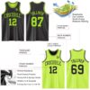 Custom Reversible Black Neon Green Double Side Sublimation Basketball Suit Jersey