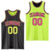 Custom Reversible Black Neon Green-Pink Double Side Sublimation Basketball Suit Jersey