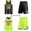 Custom Reversible Black Neon Green-Pink Double Side Sublimation Basketball Suit Jersey