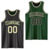 Custom Reversible Black Cream-Green Double Side Sublimation Basketball Suit Jersey