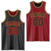 Custom Reversible Black Maroon-Old Gold Double Side Sublimation Basketball Suit Jersey