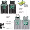 Custom Reversible Black Kelly Green-White Double Side Sublimation Basketball Suit Jersey