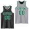 Custom Reversible Black Kelly Green-White Double Side Sublimation Basketball Suit Jersey