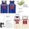 Custom Reversible Royal Red-Cream Double Side Sublimation Basketball Suit Jersey