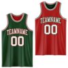 Custom Reversible Green White-Red Double Side Sublimation Basketball Suit Jersey