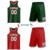 Custom Reversible Green White-Red Double Side Sublimation Basketball Suit Jersey
