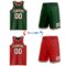 Custom Reversible Green White-Red Double Side Sublimation Basketball Suit Jersey