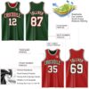 Custom Reversible Green White-Red Double Side Sublimation Basketball Suit Jersey