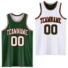 Custom Reversible Green White-Red Double Side Sublimation Basketball Suit Jersey