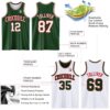 Custom Reversible Green White-Red Double Side Sublimation Basketball Suit Jersey