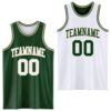Custom Reversible Green White-Cream Double Side Sublimation Basketball Suit Jersey