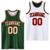 Custom Reversible Green Cream-Red Double Side Sublimation Basketball Suit Jersey