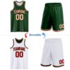 Custom Reversible Green Cream-Red Double Side Sublimation Basketball Suit Jersey