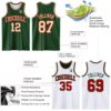 Custom Reversible Green Cream-Red Double Side Sublimation Basketball Suit Jersey