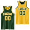 Custom Reversible Green Gold-White Double Side Sublimation Basketball Suit Jersey