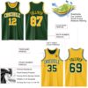 Custom Reversible Green Gold-White Double Side Sublimation Basketball Suit Jersey
