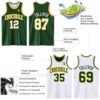Custom Reversible Green White-Gold Double Side Sublimation Basketball Suit Jersey