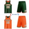 Custom Reversible Green White-Orange Double Side Sublimation Basketball Suit Jersey