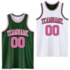 Custom Reversible Green Pink-White Double Side Sublimation Basketball Suit Jersey
