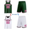 Custom Reversible Green Pink-White Double Side Sublimation Basketball Suit Jersey
