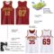 Custom Reversible Maroon Old Gold Double Side Sublimation Basketball Suit Jersey