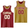 Custom Reversible Maroon White-Old Gold Double Side Sublimation Basketball Suit Jersey