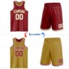 Custom Reversible Maroon White-Old Gold Double Side Sublimation Basketball Suit Jersey