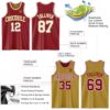 Custom Reversible Maroon White-Old Gold Double Side Sublimation Basketball Suit Jersey