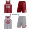 Custom Reversible Maroon Gray-White Double Side Sublimation Basketball Suit Jersey