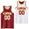 Custom Reversible Maroon White-Gold Double Side Sublimation Basketball Suit Jersey
