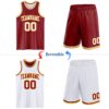 Custom Reversible Maroon White-Gold Double Side Sublimation Basketball Suit Jersey