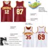 Custom Reversible Maroon White-Gold Double Side Sublimation Basketball Suit Jersey