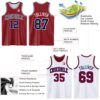 Custom Reversible Maroon Navy-White Double Side Sublimation Basketball Suit Jersey