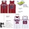 Custom Reversible Maroon Navy-White Double Side Sublimation Basketball Suit Jersey