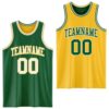 Custom Reversible Kelly Green White-Gold Double Side Sublimation Basketball Suit Jersey