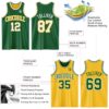 Custom Reversible Kelly Green White-Gold Double Side Sublimation Basketball Suit Jersey