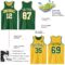 Custom Reversible Kelly Green White-Gold Double Side Sublimation Basketball Suit Jersey