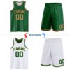 Custom Reversible Kelly Green Old Gold-Black Double Side Sublimation Basketball Suit Jersey