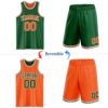 Custom Reversible Kelly Green Orange-White Double Side Sublimation Basketball Suit Jersey