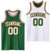 Custom Reversible Kelly Green White-Orange Double Side Sublimation Basketball Suit Jersey