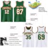 Custom Reversible Kelly Green White-Orange Double Side Sublimation Basketball Suit Jersey