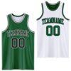 Custom Reversible Kelly Green Black-White Double Side Sublimation Basketball Suit Jersey