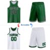 Custom Reversible Kelly Green Black-White Double Side Sublimation Basketball Suit Jersey