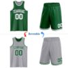 Custom Reversible Kelly Green White-Gray Double Side Sublimation Basketball Suit Jersey