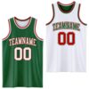 Custom Reversible Kelly Green White-Red Double Side Sublimation Basketball Suit Jersey