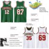 Custom Reversible Kelly Green White-Red Double Side Sublimation Basketball Suit Jersey